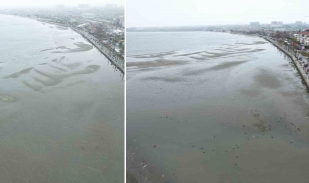 Silivri’de ürküten görüntü: Deniz 150 metre çekildi
