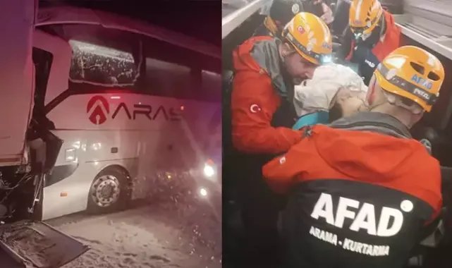 Sivas'ta yolcu otobüsü, park halindeki TIR'a çarptı: 1 ölü, 13 yaralı