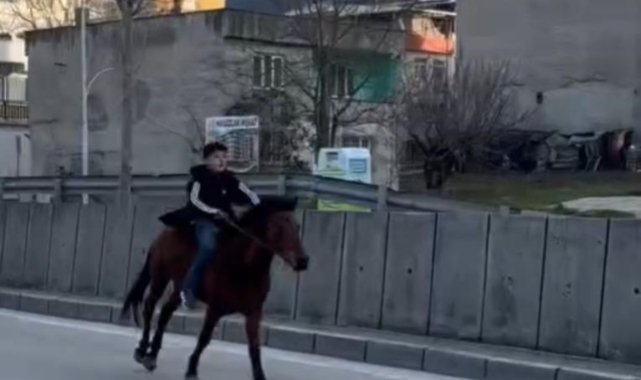 Trafiğe atla çıkan genç anayolda dört nala koştu