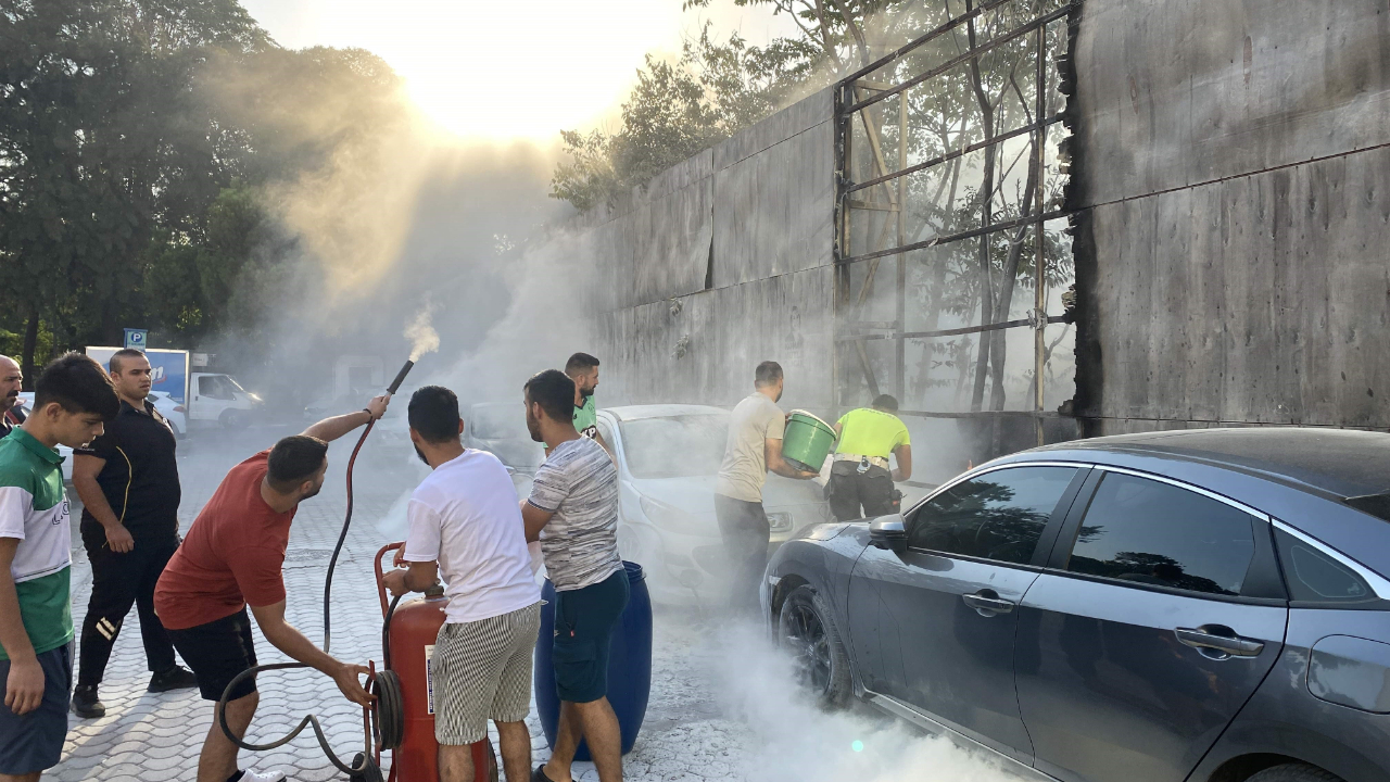İzelman otoparkında yangın paniği