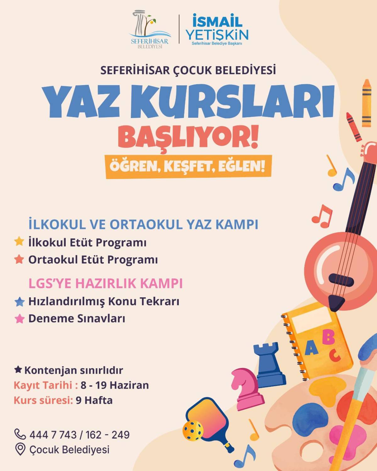 Seferihisar Çocuk Belediyesi’nde Yaz Kursları Başlıyor